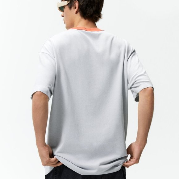 ZARA Men's SUSHI Print Knit Tee MEDIUM Samurai CAT T-SHIRT Grey Sword Cotton - Picture 8 of 8